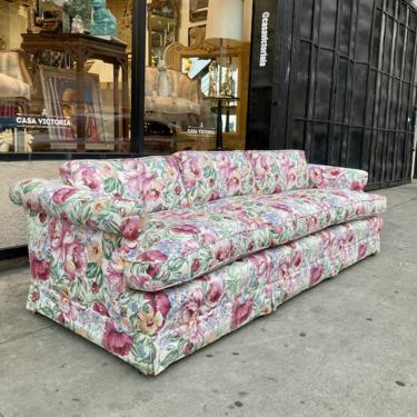 Floral Frenzy | Mid-century Tuxedo Sofa with Floral Print