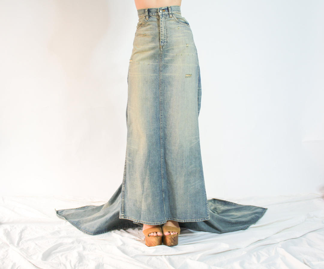 Vintage Ralph Lauren RARE Purple Label Denim Maxi Skirt with The Vault 1969 San Diego CA