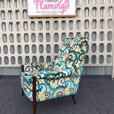 Super Cute Mid Century Modern High Back Upholstered Lounge Chair 