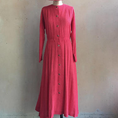 Vintage 70s Super Soft Sheer Textured Cotton Linen Dress w/ Pockets 