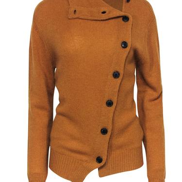 Isabel Marant - Mustard Asymmetrical Button-Up Cashmere Sweater Sz 6