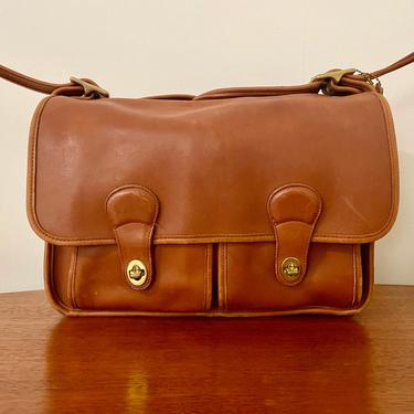 Vintage COACH 1995 Field Messenger Bag, Brown Glove Tanned Cowhide Leather Brass Hardware Crossbody Purse, 5281, Rare 