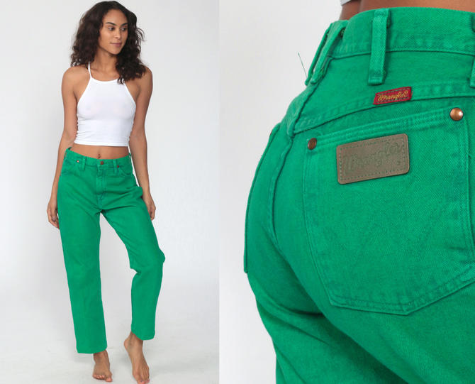 90s Wrangler High Waisted Emerald Green Jeans - Medium, 27.5 – Flying  Apple Vintage