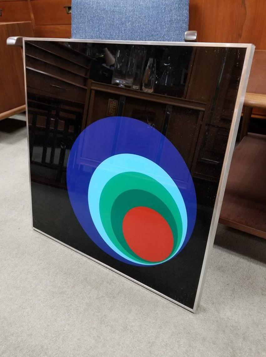 MidCentury Modern painted glass wall art Peg Leg Vintage