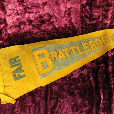 Antique Brattleboro Fair, Vermont Hand Stitched Felt Pennant, 33