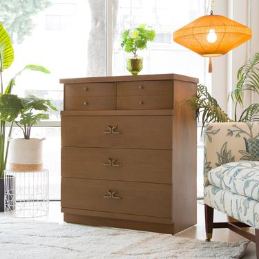 Wavy Front Vintage Highboy Dresser