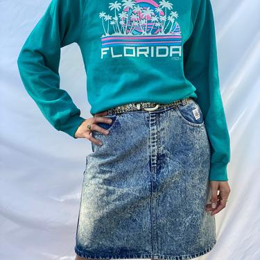 1980's Florida Tshirt / Palm Tree Novelty Print / Florida Vacation Shirt /  50/50 Cotton Poly Pullover Jumper Sweat Shirt 