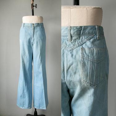 1970s Bell Bottom jeans Cotton Denim 34" x 33" 