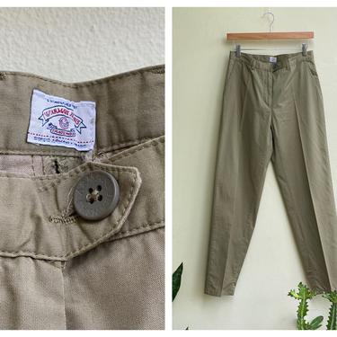 Giorgio Armani Trousers / Beige Lounge Pants / Easy Wear / Italian Designer Work Wear / Mid Rise Trouser Pants / Cotton Slacks 