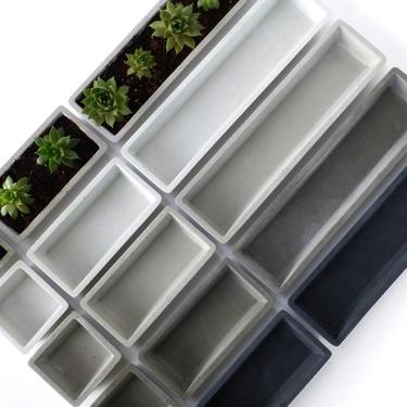 Concrete Succulent Planter Set - small, rectangular 