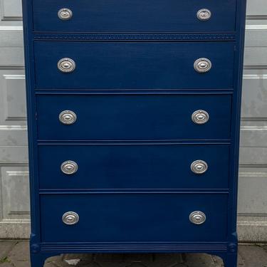 Vintage Federal Style Dresser, Antique Highboy, Navy Blue | Antique  Boutique - New York, NY | ATTIC
