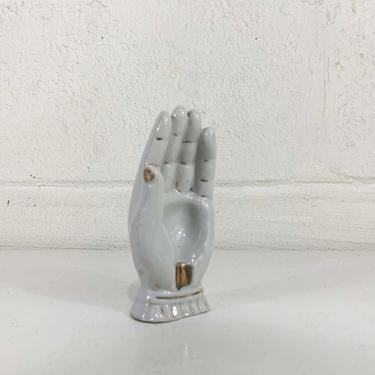 Vintage Ceramic Hand trinket tray 小物入れ Vintage White Hand Ashtray Jewelry Holder Trinket Bowl | Check