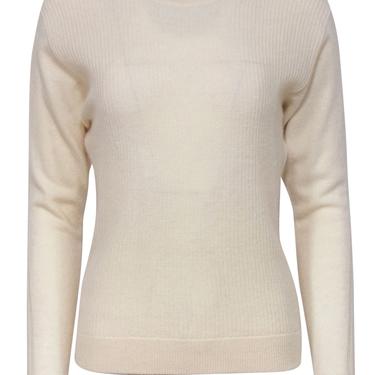 White &amp; Warren - Cream Ribbed Cashmere Pullover Sweater Sz XS