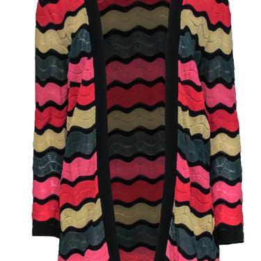 M Missoni - Multicolor Wavy Striped Knit Cotton Cardigan Sz 10