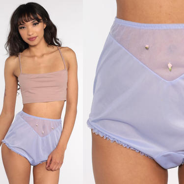 Pastel Granny Panties 70s High Waisted Briefs Sheer Lavender