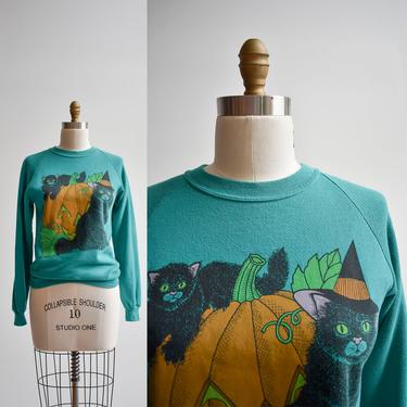 Vintage Halloween Cats Raglan Sweatshirt 