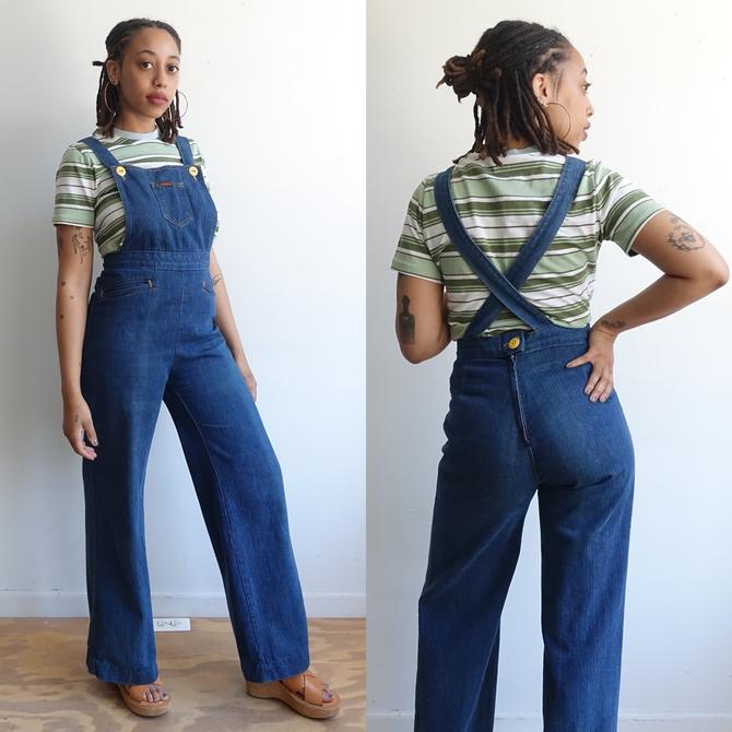 Vintage 70s Landlubber Denim Overalls/ 1970s Bell Bottom Bib