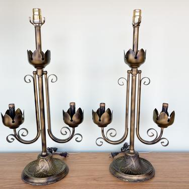 Pair of Metal Tulip Lamps