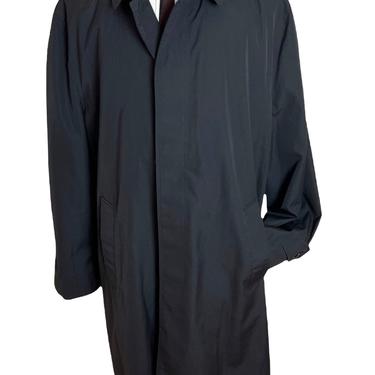 Vintage 1960s PENNEYS TOWNCRAFT Raglan Trench Coat ~ 46 Long ~ Jacket / Raincoat ~ Black / Penn-Prest ~ Preppy / Trad / Ivy ~ XL Extra Large 