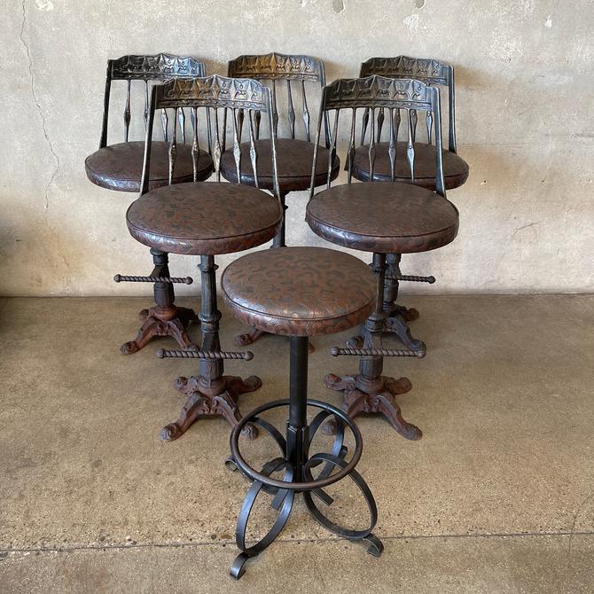 1970 s Cast Iron Aluminum Stools by Calorator Bar Furniture Urban Americana Long Beach CA