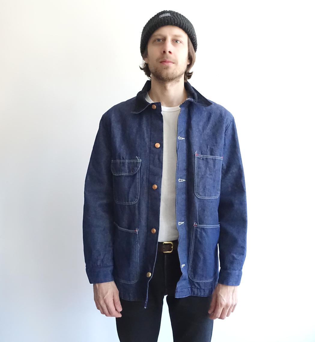 Vintage 70s Blue Bell Denim Chore Coat/1970s Wrangler Blanket 