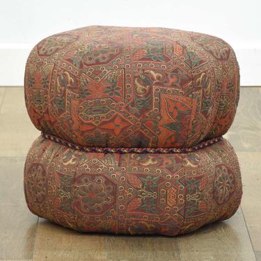 Bohemian Ottoman Stool W Turkish Weave Upholstery