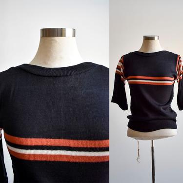 1970s Black &amp; Brown Striped Sweater 