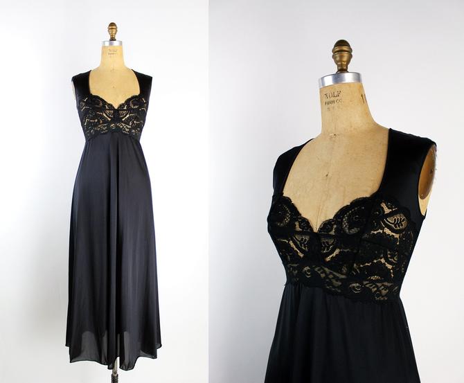 70s Olga Nightgown Black Slip Dress / Full Slip/ Wedding Slip ...