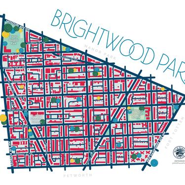 Brightwood Park DC neighborhood map print 11x17 inches 