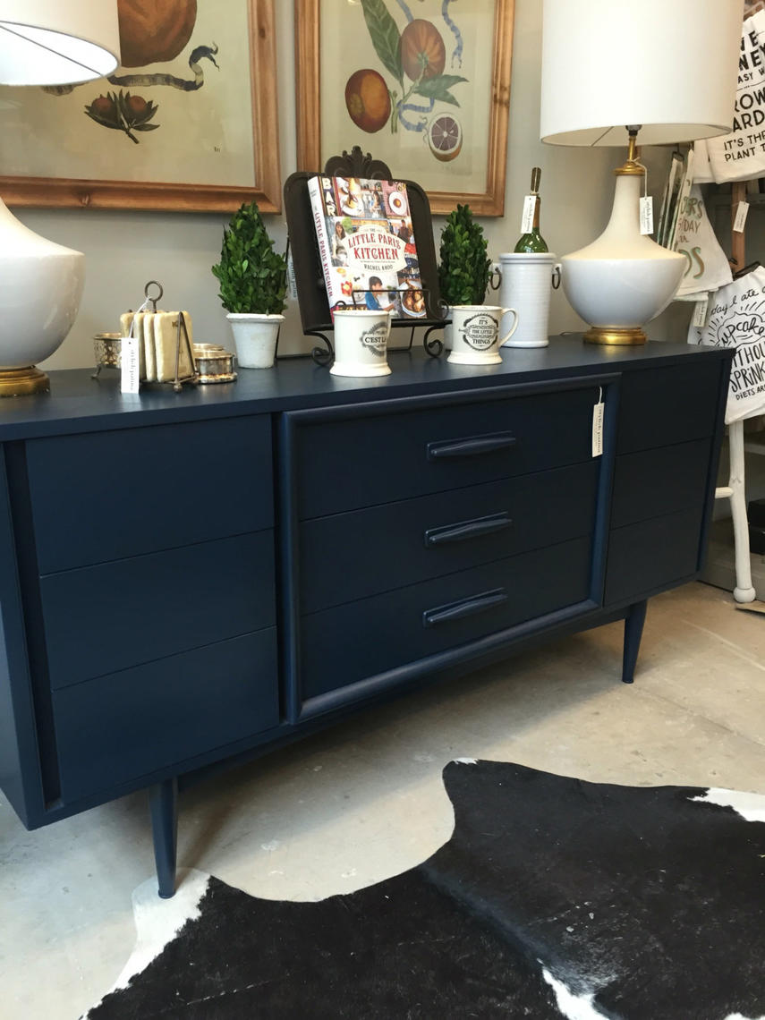9 drawer blue vintage MCM dresser / buffet by StylishPatina from Stylish Patina of Falls Church