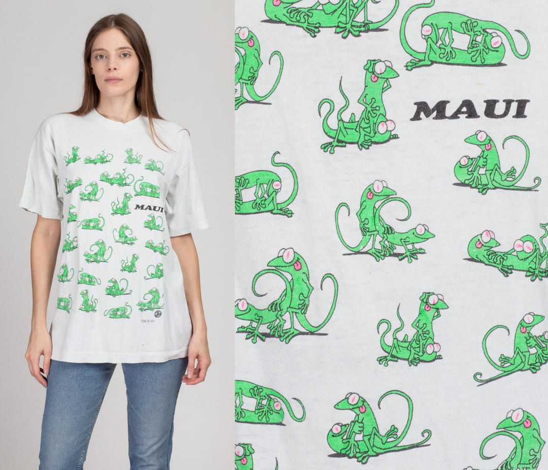 90s Lizard Animal Sex Maui Tourist Tee - Large | Vintage | Flying