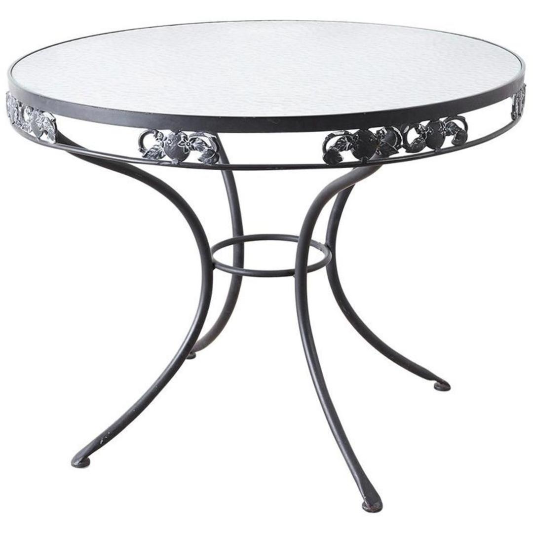 Neoclassical Style Round Cast Iron Garden Patio Table by ErinLaneEstate