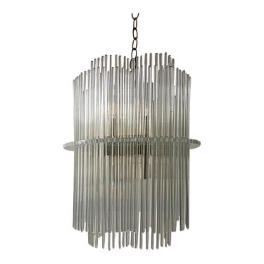 70s Sciolari Attributed Lucite & Glass Rod Chandelier