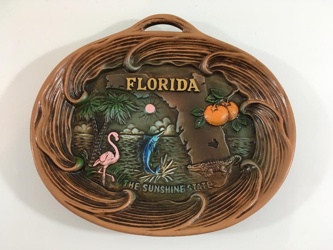 Vintage Florida Souvenir Plate The Sunshine State Retro Made in Check