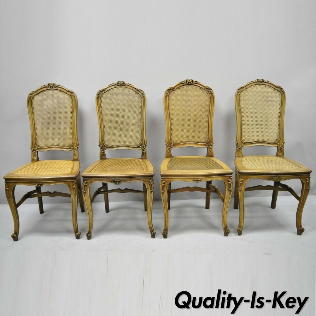 Romweber French Provincial Louis XV Carved Walnut Dining Chairs, Circa  1920s