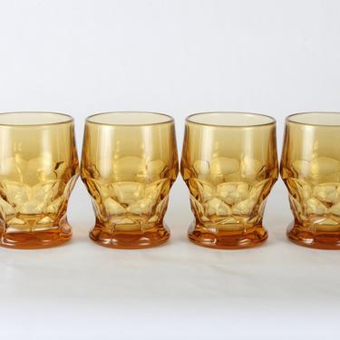 Vintage Georgian Honeycomb Whiskey Amber Yellow Glassware, Whiskey Glassware, Amber Yellow Glassware, Vintage, Glassware, Vintage, Set of 4 