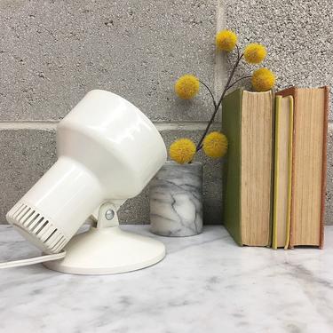 Vintage Spotlight Retro 1990s Contemporary + White Metal + Table Lamp + Accent or Mood Lighting + Adjustable Shade + Home and Table Decor 
