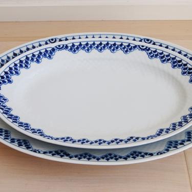 Set of 2 Rare Kronberg Bing and Grondahl Porcelain Oval Serving Platters Made in Denmark, 315, 316 