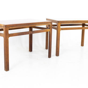 Dunbar Style Mid Century Walnut Side End Tables - A Pair - MCM 