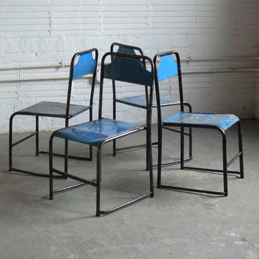 Custom Listing-Vintage Industrial Metal French School Chairs (Adult Sized) Set of 6-Stackable 