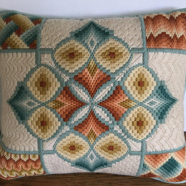 Beautiful Pair of Handstitched Needlepoint Pillows