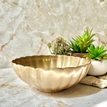 Vintage Brass Bowl, Fluted, Vintage Home Decor, Mid Century 