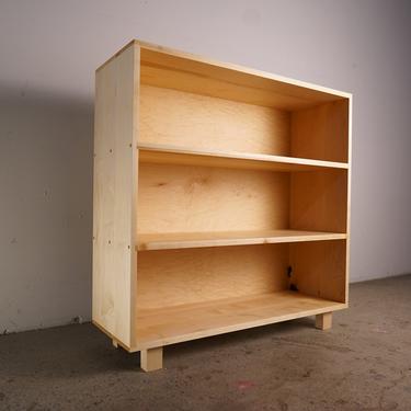 Office Bookcase, 49&quot;H, Mid Century Record Shelf, Geometric Bookshelf, Modern Offset Shelf (Shown in Maple) 