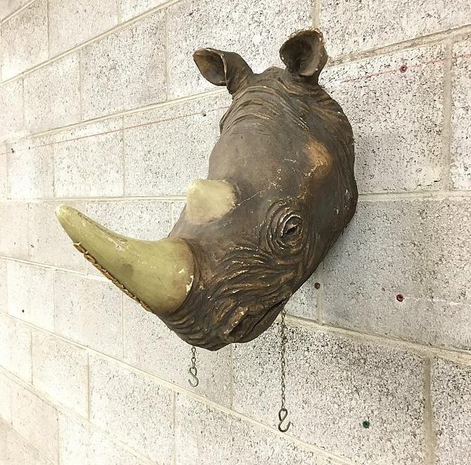 Vintage Hornsby's Rhino Head Retro 1990's Animal Head Sign or