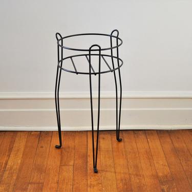 Vintage Black Wire Hairpin Leg Plant Stand - 21&amp;quot; Tall 