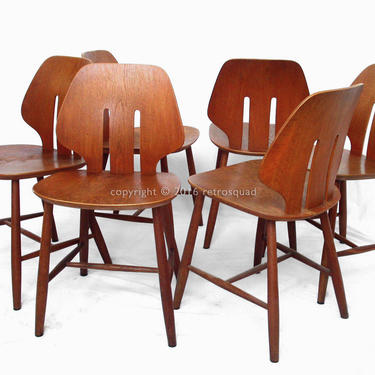 6 Danish Modern Dining Chairs 