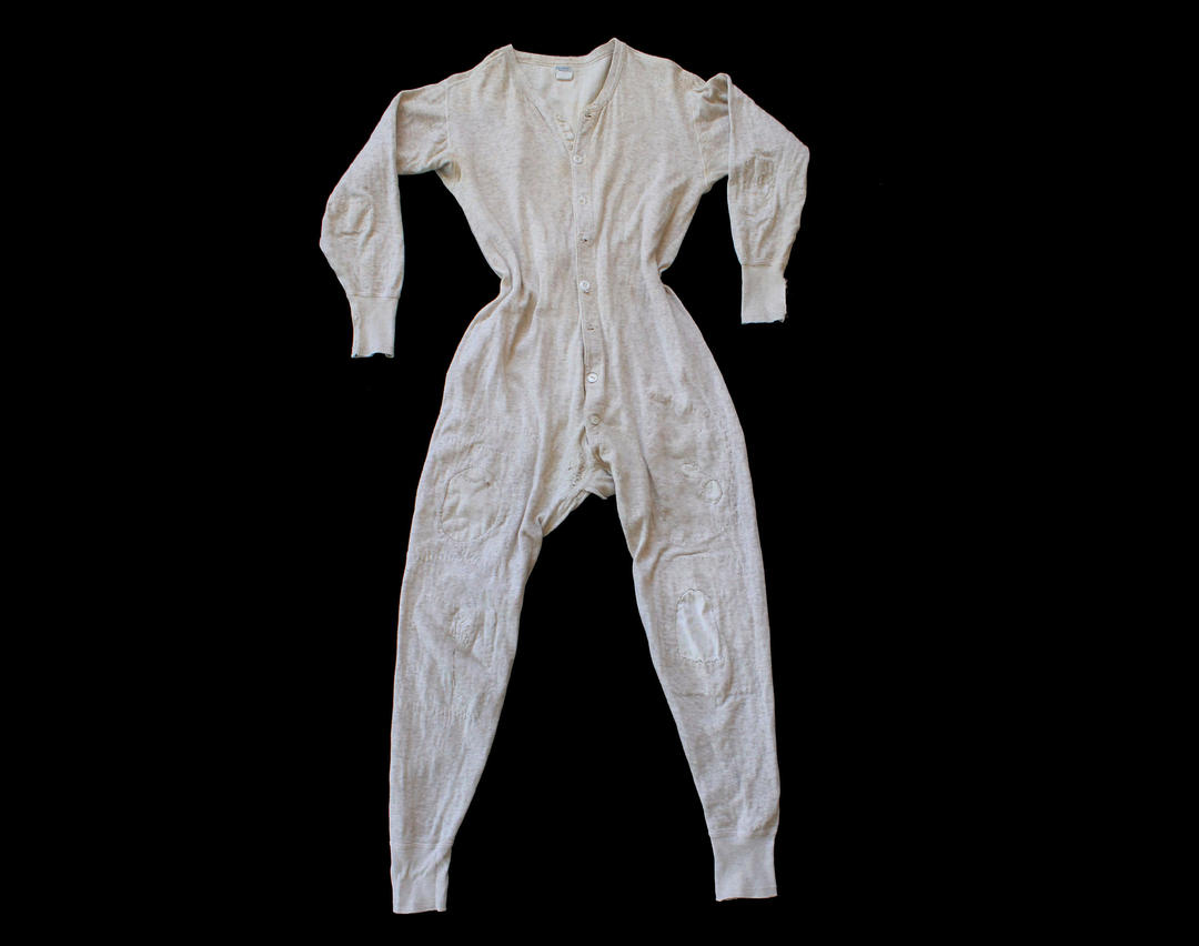 Vintage Off White Cotton Union Suit Long Underwear XS