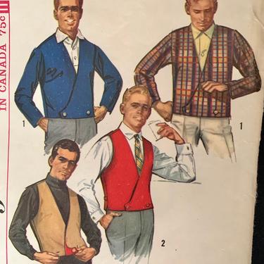Vintage Sewing Pattern, Men's Vest, Jacket, Reversible,  Dated 1965, Complete with Instructions, Simplicity 