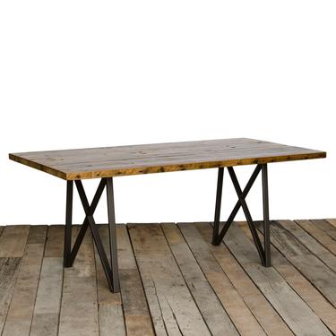 Monarch Rustic Dining Table with 1.5&amp;quot; reclaimed wood top and modern style legs.  Choose size, thickness, finish.  Custom inquiries welcome. 