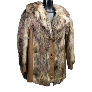 1970s Vintage Leather Fur Coat, Nicholson Furs, Glam Rock Star, Unisex Animal Fur Coat, Vintage Clothing 